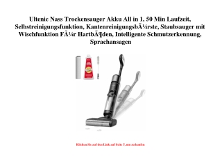 2805 Ultenic Nass Trockensauger Akku All in 1  50 Min Laufzeit  Selbstreinigungsfunktion  Kantenreinigun