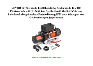 4608 VEVOR 12v Seilwinde 13500lbs 6123kg Motorwinde 12V DC Elektrowinde mit ÃŽÂ¦1x2438 4cm Synthetikseil