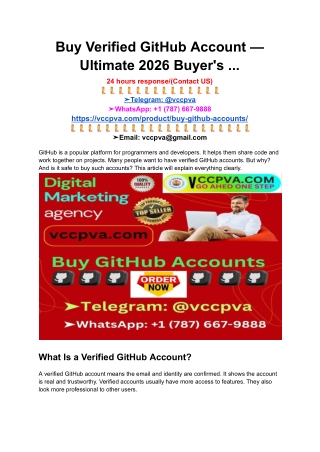 Buy Verified GitHub Account — Ultimate 2026 Buyer's ...