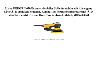 2528 Mirka DEROS II 650 Exzenter-Schleifer Schleifmaschine mit Absaugung fÃƒÂ¼r ÃƒÂ˜ 150mm Schleifpapier