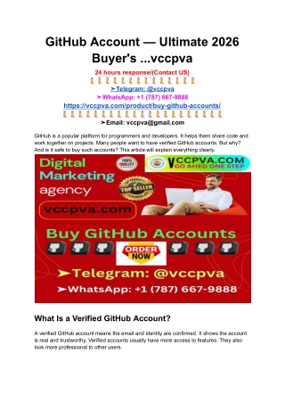 GitHub Account — Ultimate 2026 Buyer's ...vccpva