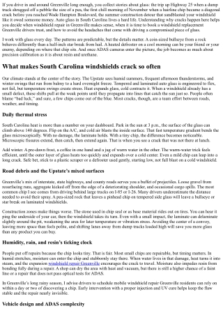 Windshield Repair Greenville: Top Causes of Cracks in South Carolina