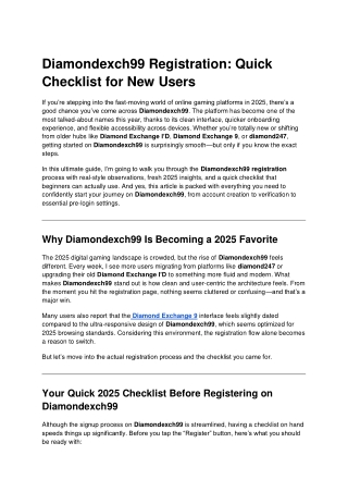 Diamondexch99 Registration_ Quick Checklist for New Users (2025 Guide)
