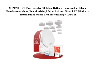 7411 ALPENLUFT Rauchmelder 10 Jahre Batterie  Feuermelder Flach  Rauchwarnmelder  Brandmelder    Ohne Bo
