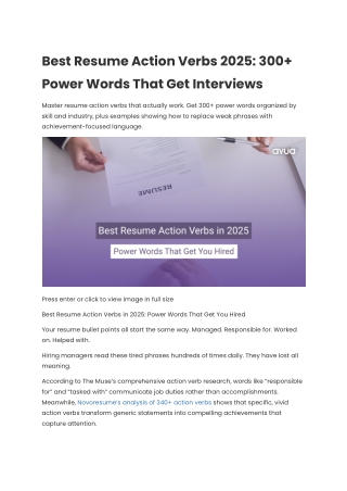 Best Resume Action Verbs 2025: 300  Power Words That Get Interviews