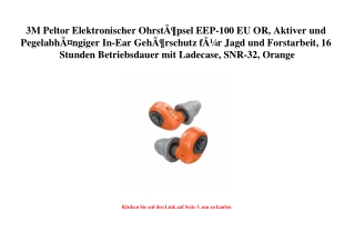 6807 3M Peltor Elektronischer OhrstÃƒÂ¶psel EEP-100 EU OR  Aktiver und PegelabhÃƒÂ¤ngiger In-Ear GehÃƒÂ¶