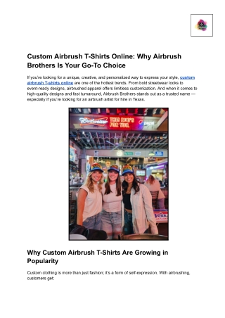 Custom Airbrush T-Shirts Online_ Why Airbrush Brothers Is Your Go-To Choice