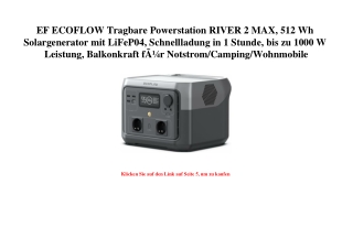 7921 EF ECOFLOW Tragbare Powerstation RIVER 2 MAX  512 Wh Solargenerator mit LiFeP04  Schnellladung in 1