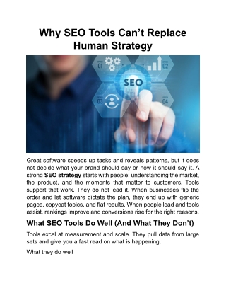 Why SEO Tools Cant Replace Human Strategy