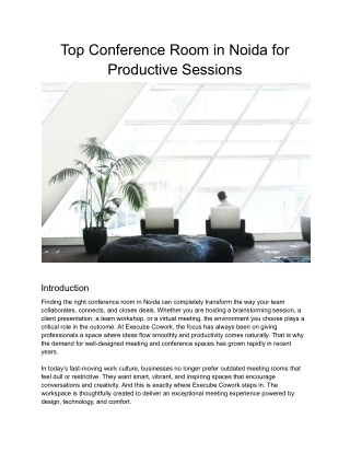 Top Conference Room in Noida for Productive Sessions