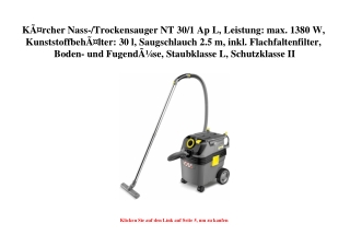 3855 KÃƒÂ¤rcher Nass- Trockensauger NT 30 1 Ap L  Leistung  max. 1380 W  KunststoffbehÃƒÂ¤lter  30 l  Sa