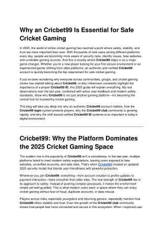 Why an Cricbet99 Is Essential for Safe Cricket Gaming