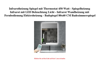 7706 Infrarotheizung Spiegel mit Thermostat 450 Watt - Spiegelheizung Infrarot mit LED Beleuchtung Licht