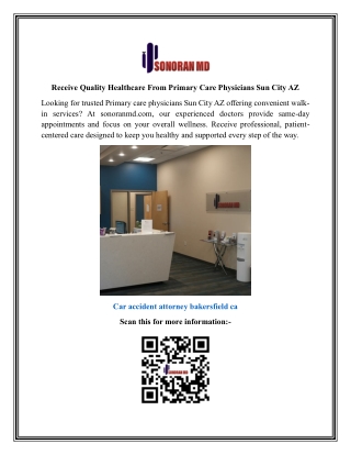 Receive Quality Healthcare From Primary Care Physicians Sun City AZ