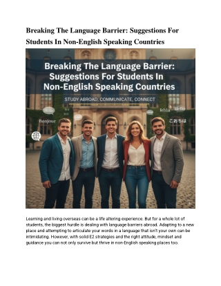 Breaking The Language Barrier: Suggestions For Students In Non-English Speaking
