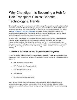 Why Chandigarh Is Becoming a Hub for Hair Transplant Clinics_ Benefits, Technology & Trends