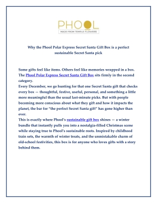 Why the Phool Polar Express Secret Santa Gift Box is a perfect sustainable Secret Santa pick