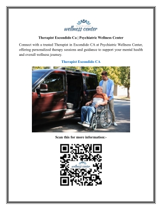 Therapist Escondido Ca  Psychiatric Wellness Center 1