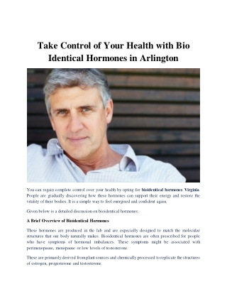 Take Control of Your Health with Bio Identical Hormones in Arlington
