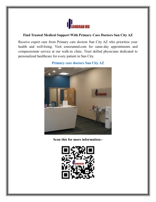 Find Trusted Medical Support With Primary Care Doctors Sun City AZ
