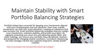 Maintain Stability with Smart Portfolio Balancing Strategies
