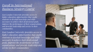 Enroll In International Business Strategy Course