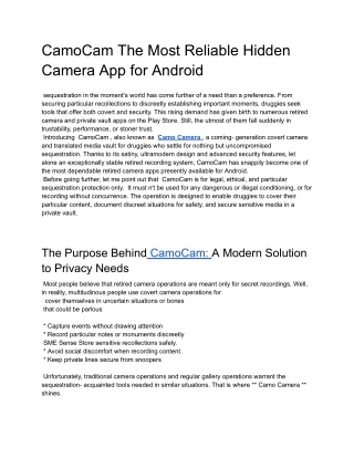 CamoCam The Most Reliable Hidden Camera App for Android