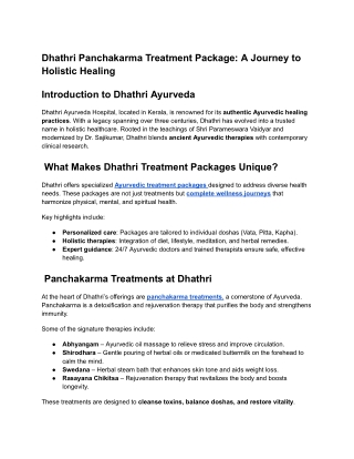 Dhathri Panchakarma Treatment Package_ A Journey to Holistic Healing