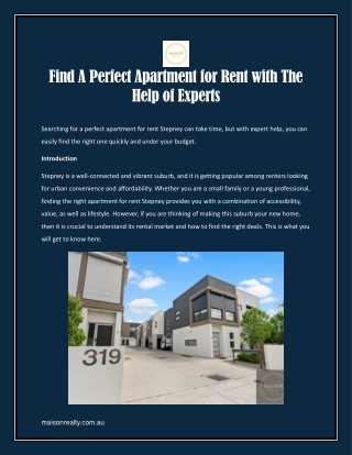 Find A Perfect Apartment for Rent with The Help of Experts