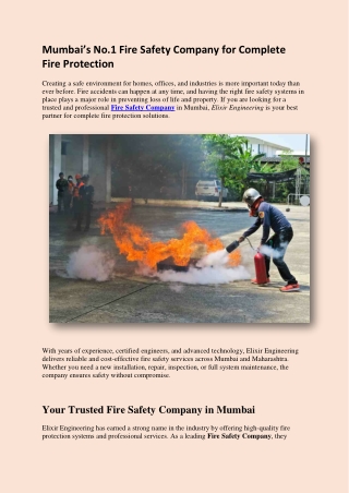 Mumbai’s No.1 Fire Safety Company for Complete Fire Protection