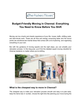Budget-Friendly Moving in Chennai_ Everything You Need to Know Before You Shift.