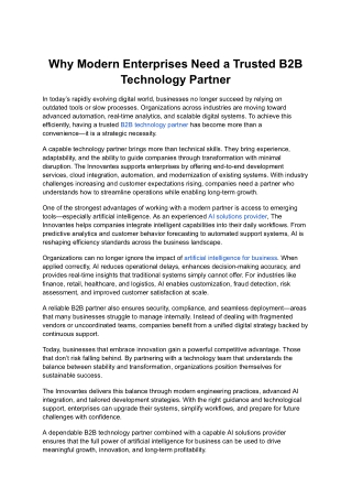 Why Modern Enterprises Need a Trusted B2B Technology Partner