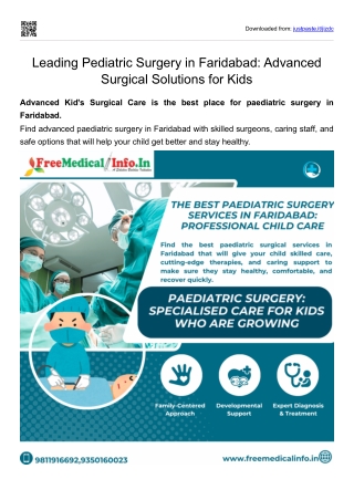 Leading Pediatric Surgery in Faridabad Advanced Surgical Solutions for Kids