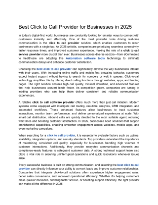 Best Click to Call Provider for Businesses in 2025