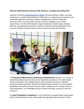 Discover Dubai Business Success with Artiscien, a Leading Consulting Firm