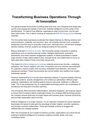 Transforming Business Operations Through AI Innovation