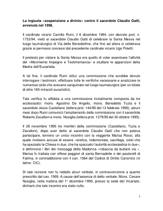 La ingiusta sospensione a divinis contro il sacerdote Claudio Gatti