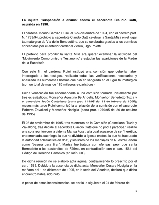 La injusta suspensión a divinis contra el sacerdote Claudio Gatti