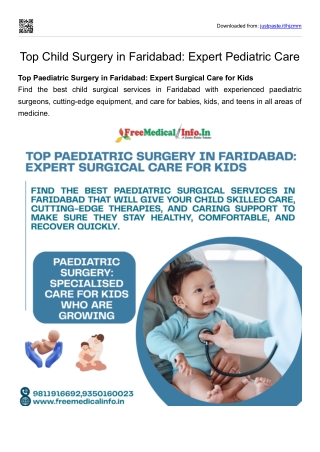Top Child Surgery in Faridabad Expert Pediatric Care