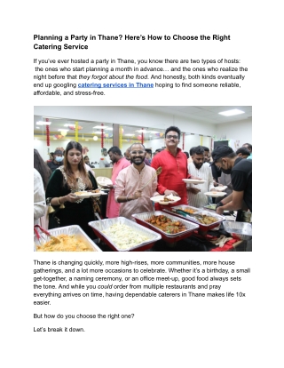 Planning a Party in Thane_ Here’s How to Choose the Right Catering Service