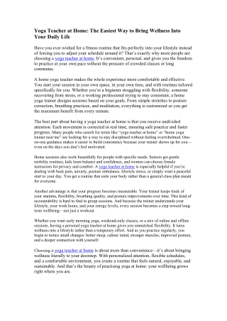 Yoga Teacher at Home The Easiest Way to Bring Wellness Into Your Daily Life