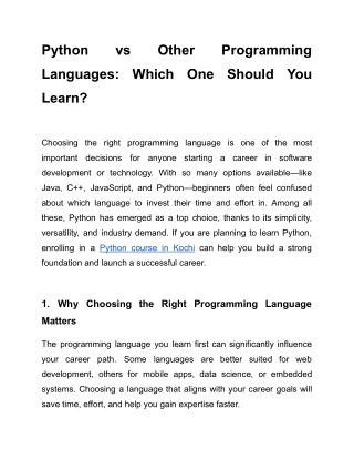 Python vs Other Programming Languages- Which One Should You Learn