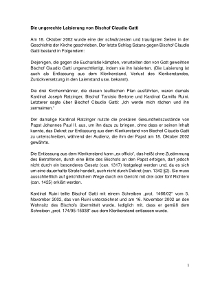 Die ungerechte Laisierung von Bischof Claudio Gatti