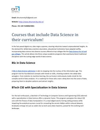 Courses that include Data Science in their curriculum!