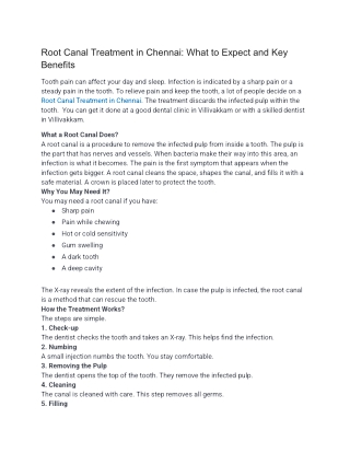 Root Canal Treatment in Chennai_ What to Expect and Key Benefits