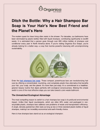 organicaecosoaps - Ditch the Bottle_ Why a Hair Shampoo Bar Soap is Your Hair’s New Best Friend and the Planet’s Hero (1