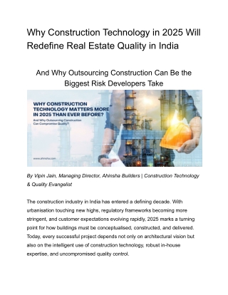 Why Construction Technology in 2025 Will Redefine Real Estate Quality in India