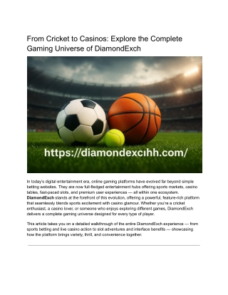 From Cricket to Casinos_ Explore the Complete Gaming Universe of DiamondExch