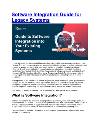 Software Integration Guide for Legacy Systems