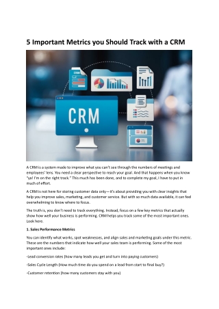 5 Important Metrics you Should Track with a CRM